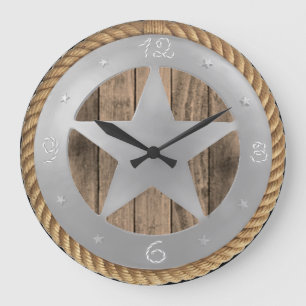 WESTERNE STAR BADGE CLOCK GROTE KLOK