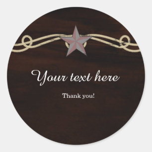 Westerne Star Country Wooden Party Favor Sticker