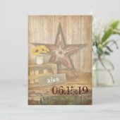 Westerne Star Kiss Wedding Invites in het Rustisch Kaart (Staand voorkant)