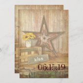 Westerne Star Kiss Wedding Invites in het Rustisch Kaart (Voorkant / Achterkant)