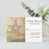 Westerne Star Kiss Wedding RSVP-kaart in Rustisch RSVP Kaartje (Staand voorkant)