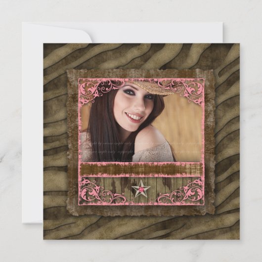 Westerne Star Photo Card Coral Afstudeerder Zebra  Kaart (Achterkant)