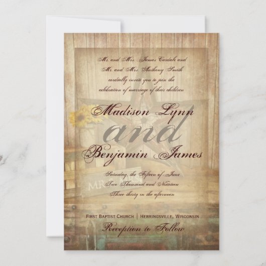 Westerne Star Wood Wedding Invites Kaart (Achterkant)