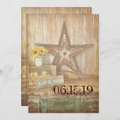 Westerne Star Wood Wedding Invites Kaart (Voorkant / Achterkant)