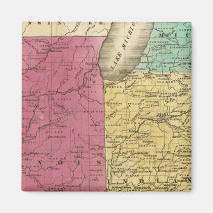 Westerne Staten met inzetkaart van Upper Michigan Magneet