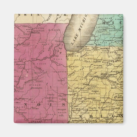 Westerne Staten met inzetkaart van Upper Michigan Magneet (Voorkant)