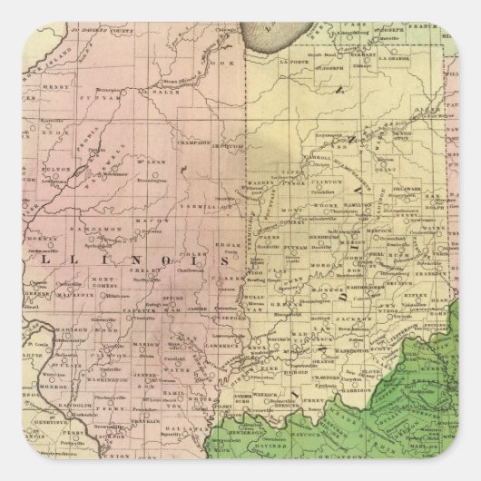 Westerne Staten Olney Map Vierkante Sticker (Voorkant)