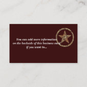 Westerne sterren/badge-Visitekaartjes in racks Visitekaartje (Achterkant)