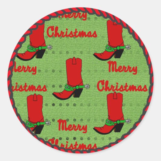Westerne Sticker Christmas Cowboy laarzen (Voorkant)