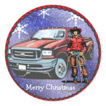 Westerne Sticker Cowboy Kerst