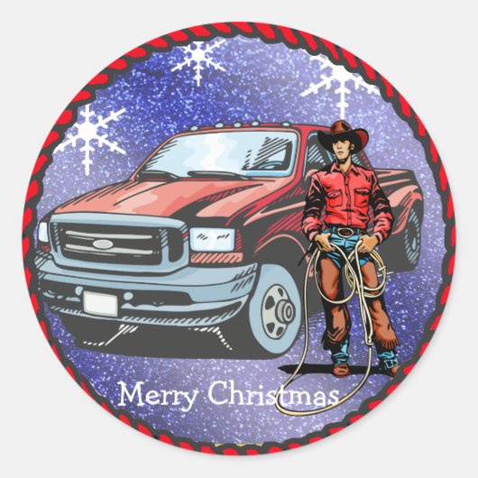Westerne Sticker Cowboy Kerst (Voorkant)