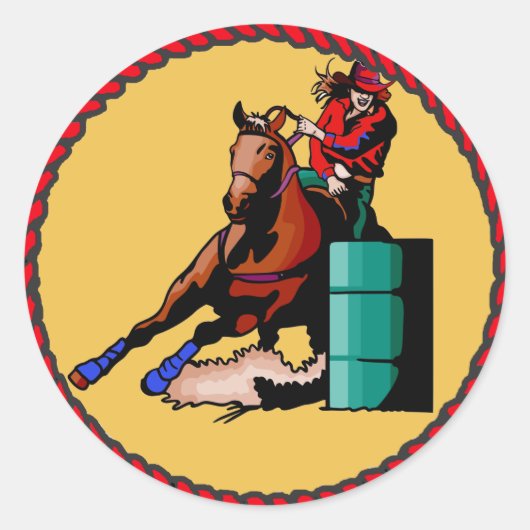 Westerne Sticker Cowgirl Barrel Racing (Voorkant)