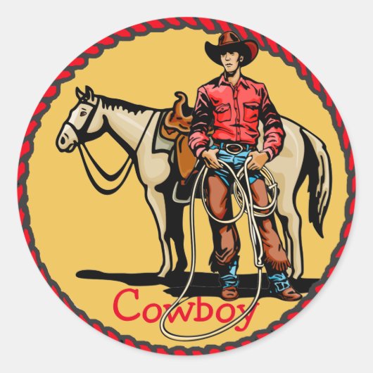 Westerne Stickers Rodeo Cowboy Met Paard (Voorkant)