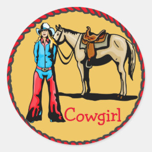 Westerne Stickers Rodeo Cowgirl met paard