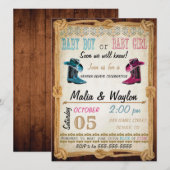 Westerne Stijl Baby Onthullen Douche Uitnodigen Kaart (Voorkant / Achterkant)