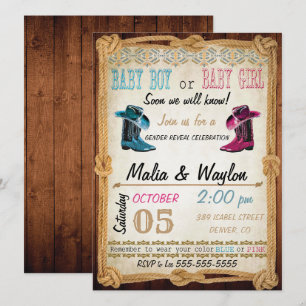 Westerne stijl Baby onthullen Shower uitnodigt Kaart