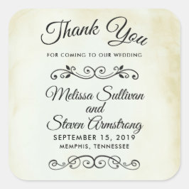  Westerne stijl bruiloft Bedankt Vierkante Sticker
