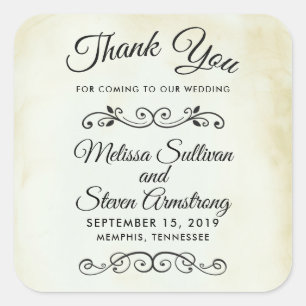  Westerne stijl bruiloft Bedankt Vierkante Sticker