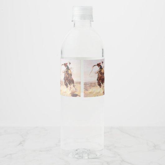Westerne stijl Cowboy en Bucking Horse Rodeo Waterfles Etiket (Achterkant)