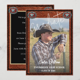 Westerne stijl Cowboy foto Afstuderen uitnodiging