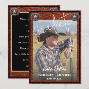 Westerne stijl Cowboy foto Afstuderen uitnodiging