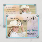 Westerne Stijl Cowgirl Foto Afstudeerder Aankondig Aankondiging (Voorkant / Achterkant)