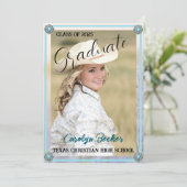 Westerne stijl Cowgirl Foto Afstuderen Uitnodiging (Staand voorkant)