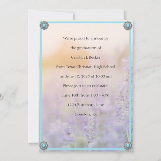 Westerne stijl Cowgirl Foto Afstuderen Uitnodiging (Achterkant)