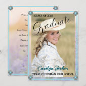 Westerne stijl Cowgirl Foto Afstuderen Uitnodiging (Voorkant / Achterkant)