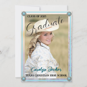Westerne stijl Cowgirl Foto Afstuderen Uitnodiging