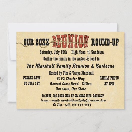Westerne stijl reünie uitnodiging (Voorkant)