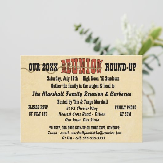 Westerne stijl reünie uitnodiging (Staand voorkant)