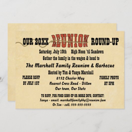 Westerne stijl reünie uitnodiging (Voorkant / Achterkant)