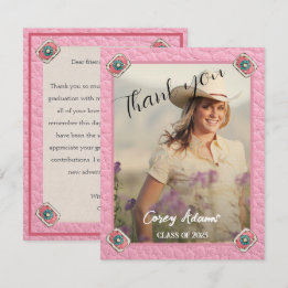 Westerne Stijl Roze Cowgirl Foto Afstuderen Bedankkaart