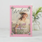 Westerne Stijl Roze Cowgirl Foto Afstuderen Kaart (Staand voorkant)