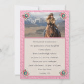 Westerne Stijl Roze Cowgirl Foto Afstuderen Kaart (Achterkant)