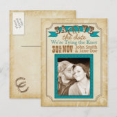 Westerne stijl Save the Date Cards Aankondigingskaart (Voorkant / Achterkant)