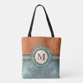 Westerne stijl Turquoise & Sinaasappel Tote Bag (Achterkant)