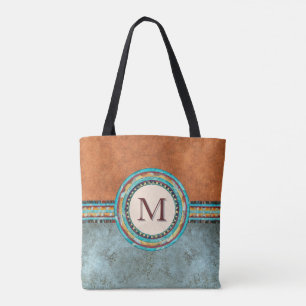 Westerne stijl Turquoise & Sinaasappel Tote Bag