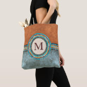 Westerne stijl Turquoise & Sinaasappel Tote Bag (Dichtbij)