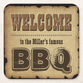 Westerne stijl Welkom bij onze BBQ (aanpasbaar) Kartonnen Onderzetters (Voorkant)