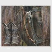Westerne stijlpaarden en cowboy Boots Cadeaupapier (Vlak)