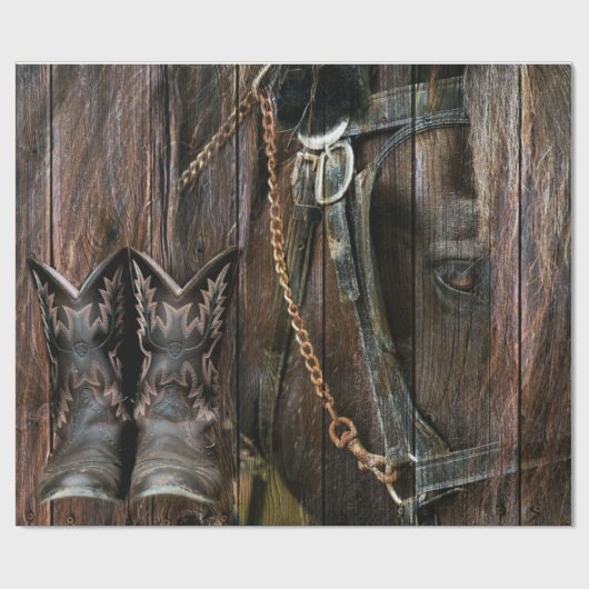 Westerne stijlpaarden en cowboy Boots Cadeaupapier (Vlak)