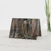 Westerne stijlpaarden en cowboy Boots Dank je auto Bedankkaart (Achterkant)