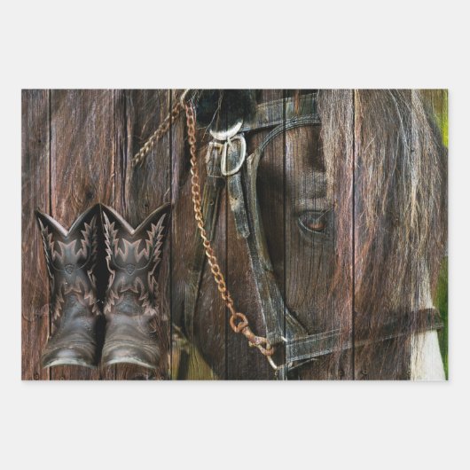 Westerne stijlpaarden en cowboy Boots Inpakpapier Vel (Voorkant)