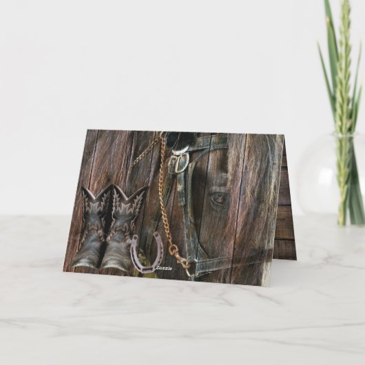 Westerne stijlpaarden en cowboy Boots Note Kaart (Achterkant)