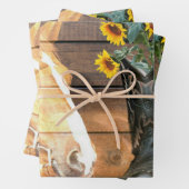 Westerne stijlpaarden en cowboy Boots-zonnebloemen Inpakpapier Vel (In situ)
