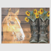 Westerne stijlpaarden en cowboy Boots-zonnebloemen Tissuepapier (Voorkant)