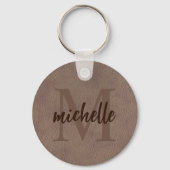 Westerne stijltekenmonogram voor leder sleutelhanger (Voorkant)