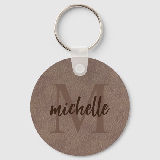 Westerne stijltekenmonogram voor leder sleutelhanger (Achterkant)